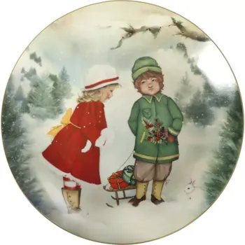 Tác na cukroví Děti na sáňkách 30cm Cuccioli Brandani (barva -barevná s motivem)