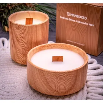 Svíčka Výhodná sada svíček v dřevěném dekoru 2x220 g
