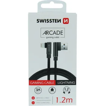 Textilní Datový Kabel Swissten Arcade Usb / Lightning 1,2 M Černý 8595217457003