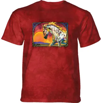 Pánské oblečení Pánské batikované triko The Mountain Sun Horse - červená Velikost: L
