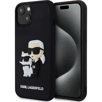 Pouzdro na mobilní telefon Karl Lagerfeld 3D Rubber Karl and Choupette Zadní Kryt pro iPhone 15 Black 3666339190682