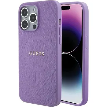 Pouzdro na mobilní telefon Guess PU Saffiano MagSafe Zadní Kryt pro iPhone 15 Pro Purple 3666339155926