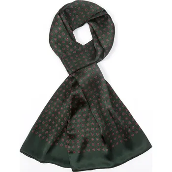 Šála Pánská hedvábná šálka lahvově zelená se vzorem 26x155 cm, HEDVÁBNÝ SVĚT