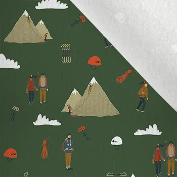 Funkční termo úplet s počesem horolezci na tmavě zelené zvětšený vzor