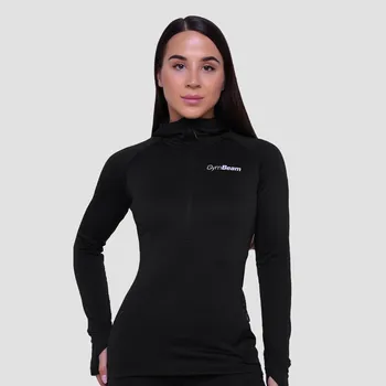 Dámská mikina Dámská běžecká mikina 1/2 Zip Pulse Black - GymBeam černá S