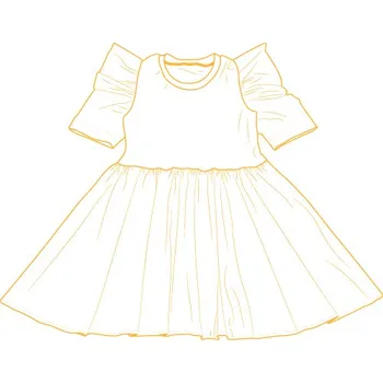 Střih PDF dětské kolové šaty s řaseným krátkým rukávem Amélia-134-152
