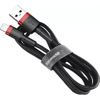 Datový kabel Baseus Cafule Cable odolný nylonový kabel USB / Lightning QC3.0 2.4A 0,5M černo-červená (CALKLF-A19)