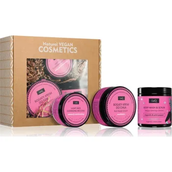 LaQ Kitten LaQ Kitten Magnolia zjemňující cukrový peeling 220 g + LaQ Kitten Magnolia hydratační tělový krém 200 ml + hloubkově čisticí pěna 40 g