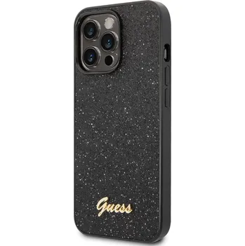 Pouzdro na mobilní telefon Guess PC/TPU Glitter Flakes Metal Logo Zadní Kryt pro iPhone 14 Pro Max Black 3666339065157