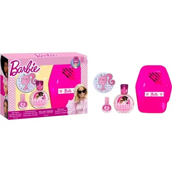 Lak na nehty Barbie Gift Set toaletní voda pro děti 50 ml + lak na nehty 3,5 ml + nálepky na nehty 1 ks + sušička nehtů 1 ks