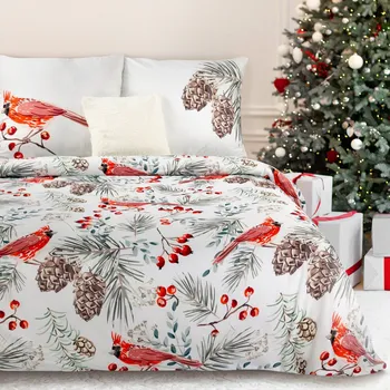 Povlečení Vánoční mikrovláknové povlečení XMAS CRANBERRY 1x 200x220 cm, 2x povlak 70x80 cm francouzské povlečení MyBestHome