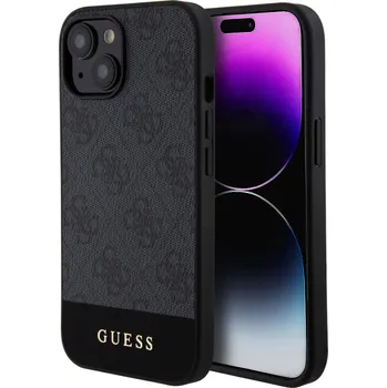 Pouzdro na mobilní telefon Guess PU 4G Stripe MagSafe Zadní Kryt pro iPhone 15 Black 3666339192983