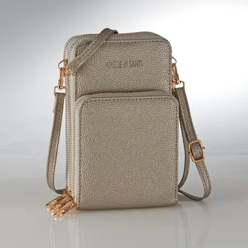 Kabelka 3Pagen Kabelka přes rameno metalická 11 x 6,5 x 18 cm