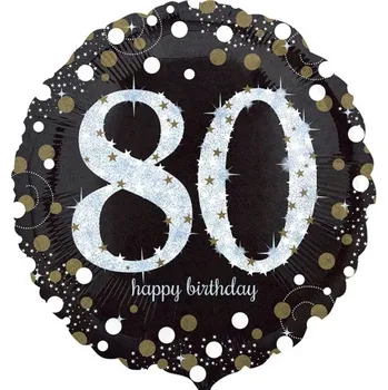 Balónek Anagram 45 cm fóliový balón - 80 let - Happy Birthday