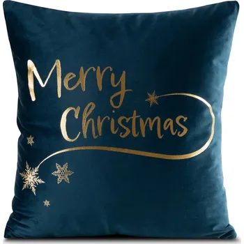 Polštář Vánoční polštář MERRY II. modrá 45x45 cm MyBestHome Varianta: Povlak na polštář s prošívanou výplní, 45x45 cm