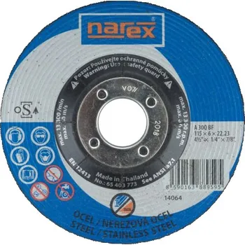 Brusný kotouč Brusný kotouč na ocel vypouklý NAREX 115×6×22.2 A30 BF