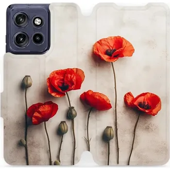 Pouzdro na mobilní telefon Flipové pouzdro Mobiwear - Motorola Edge 50 Neo - VP42S Vlčí máky (Knížkové flip pouzdro, obal, kryt na mobil Motorola Edge 50 Neo - VP42S Vlčí máky, materiál Umělá kůže + TPU - ochrana 360°, stojánek, silikonová vanička, magnetické zavírání)