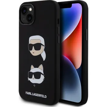 Pouzdro na mobilní telefon Karl Lagerfeld Liquid Silicone Karl and Choupette Heads Zadní Kryt pro iPhone 15 Plus Black 3666339164805