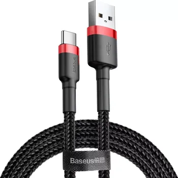 Datový kabel Baseus Cafule Cable odolný nylonový kabel USB / USB-C QC3.0 3A 0,5M černo-červená (CATKLF-A91)