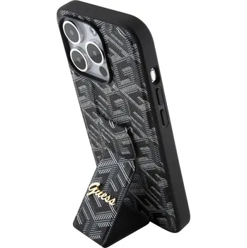 Pouzdro na mobilní telefon Guess PU Grip Stand G Cube Zadní Kryt pro iPhone 15 Pro Black 3666339197872