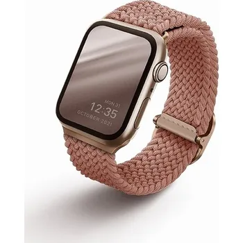 Příslušenství k chytrým hodinkám UNIQ Aspen Braided řemínek pro Apple Watch 45/44/42mm růžově zlatý