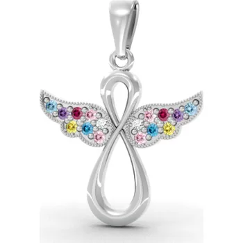 Přívěsek Couple, Andělský přívěsek Agnes II, bílé zlato s&nbsp;barevnými zirkony, 585-66-2-0222.1B00.0.00.301.23
