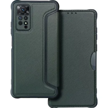 Forcell Luxusní karbonové knížkové pouzdro Razor Book pro XIAOMI Redmi NOTE 11 PRO / 11 PRO 5G dark green 5903396157424