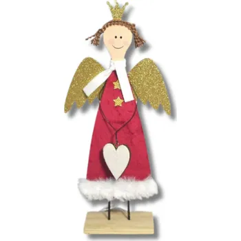 Vánoční dekorace Dekorace - Anděl se srdcem na podstavci 46cm