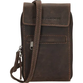 Kožená crossbody taška na mobil Hide & Stitches Idaho - tmavě hnědá
