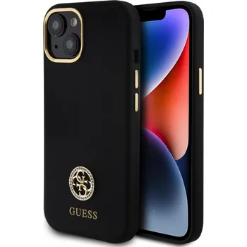 Telefonní příslušenství Guess Liquid Silicone 4G Strass Metal Logo Zadní Kryt pro iPhone 15 Black 3666339148485