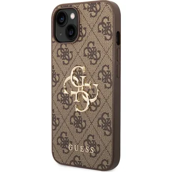 Pouzdro na mobilní telefon Guess PU 4G Metal Logo Zadní Kryt pro iPhone 14 Plus Brown 3666339066291