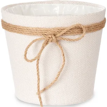 Květináč IBERGARDEN Obal na květináč z pleteniny s jutovou mašlí, Ø 18 x 16 cm
