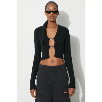 Dámský svetr Svetr s příměsí vlny Heron Preston Carabiner Knit Cardigan, S, černá, 99X