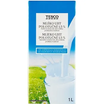 Mléko Tesco Mléko trvanlivé polotučné UHT 1,5% 1 l