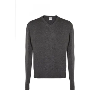 Dámský svetr Pánský kašmírový svetr s výstřihem do V šedý S / Šedá
