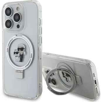Pouzdro na mobilní telefon Karl Lagerfeld Ringstand Karl and Choupette MagSafe Zadní Kryt pro iPhone 15 Pro Max White 3666339168902