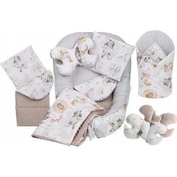 Povlečení MAXMAX Oboustranné hnízdečko (kokon) pro miminko - BABYMAM PREMIUM set 7v1 - Medvíďata s béžovou minky