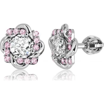 Šperk Couple, Působivé náušnice Fiore, bílé zlato s barevnými zirkony, 585-66-3-0292.1B00.0.00.108.05