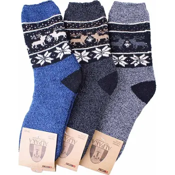 Pánské ponožky TifanTEX Alpaca Norský vzor na zimu 3 páry 39-42, 43-46