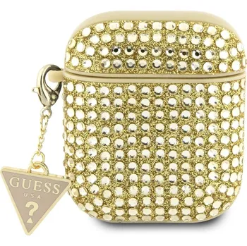 Příslušenství pro sluchátka Guess Rhinestones Triangle Metal Logo Pouzdro pro AirPods 1/2 Gold 3666339120634