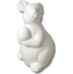 Dekorace - Zajíc s vajíčkem glazovaný bílý 10cm