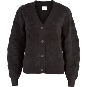 Dámský svetr Merino cardigan Checkers černý L / Černá