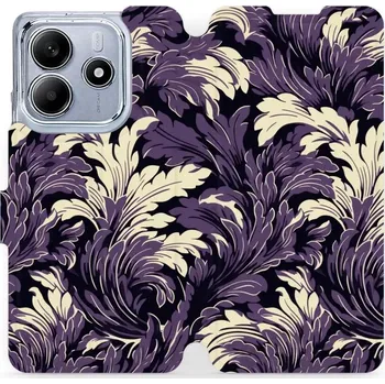 Pouzdro na mobilní telefon Flipové pouzdro Mobiwear - Xiaomi Redmi Note 14 5G - VA46S Fialové rostliny (Knížkové flip pouzdro, obal, kryt na mobil Xiaomi Redmi Note 14 5G - VA46S Fialové rostliny, materiál Umělá kůže + TPU - ochrana 360°, stojánek, silikonová vanička, magnetické)