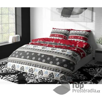 Povlečení Mikroplyšové povlečení Premium 140x200+70x90 Srdíčka a sobíci