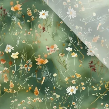 Umělé hedvábí / silky mírně elastické mini kvítky tmavě zelené Victoria