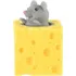 Žertovný předmět Teddies Myška v sýru mačkací antistresová 5 x 5 cm mix barev