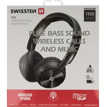 Sluchátka Bluetooth Stereo Sluchátka Swissten Trix Černá 8595217465176