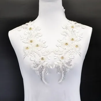 2. Třída - Aplikace/vsadky na šaty de luxe bílá - pár