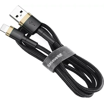 Datový kabel Baseus Cafule Cable odolný nylonový kabel USB / Lightning QC3.0 1.5A 2M černo-,zlatá (CALKLF-CV1)