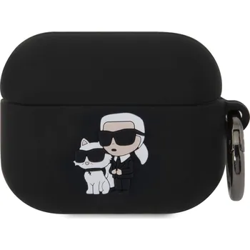 Příslušenství pro sluchátka Karl Lagerfeld 3D Logo NFT Karl and Choupette Silikonové Pouzdro pro AirPods Pro Black 3666339190927